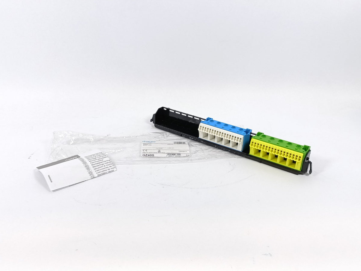 Hager GZ40S Neutral (N) + Earth (J) Terminal Bar Kit Gamma 18 Mod.