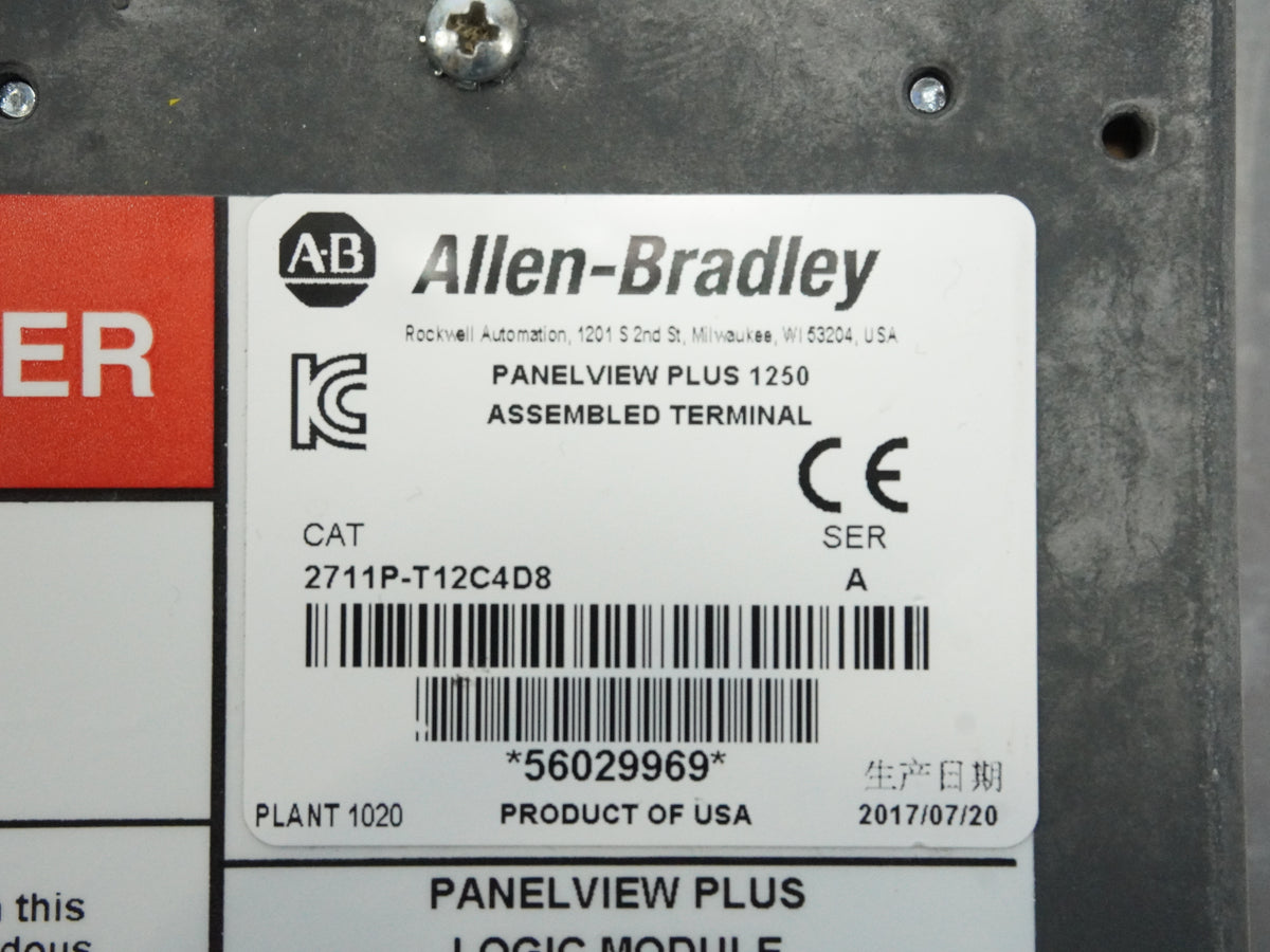 Ab 2711P-T12C4D8 Ser. A PanelView Plus 1250, Assembled Terminal