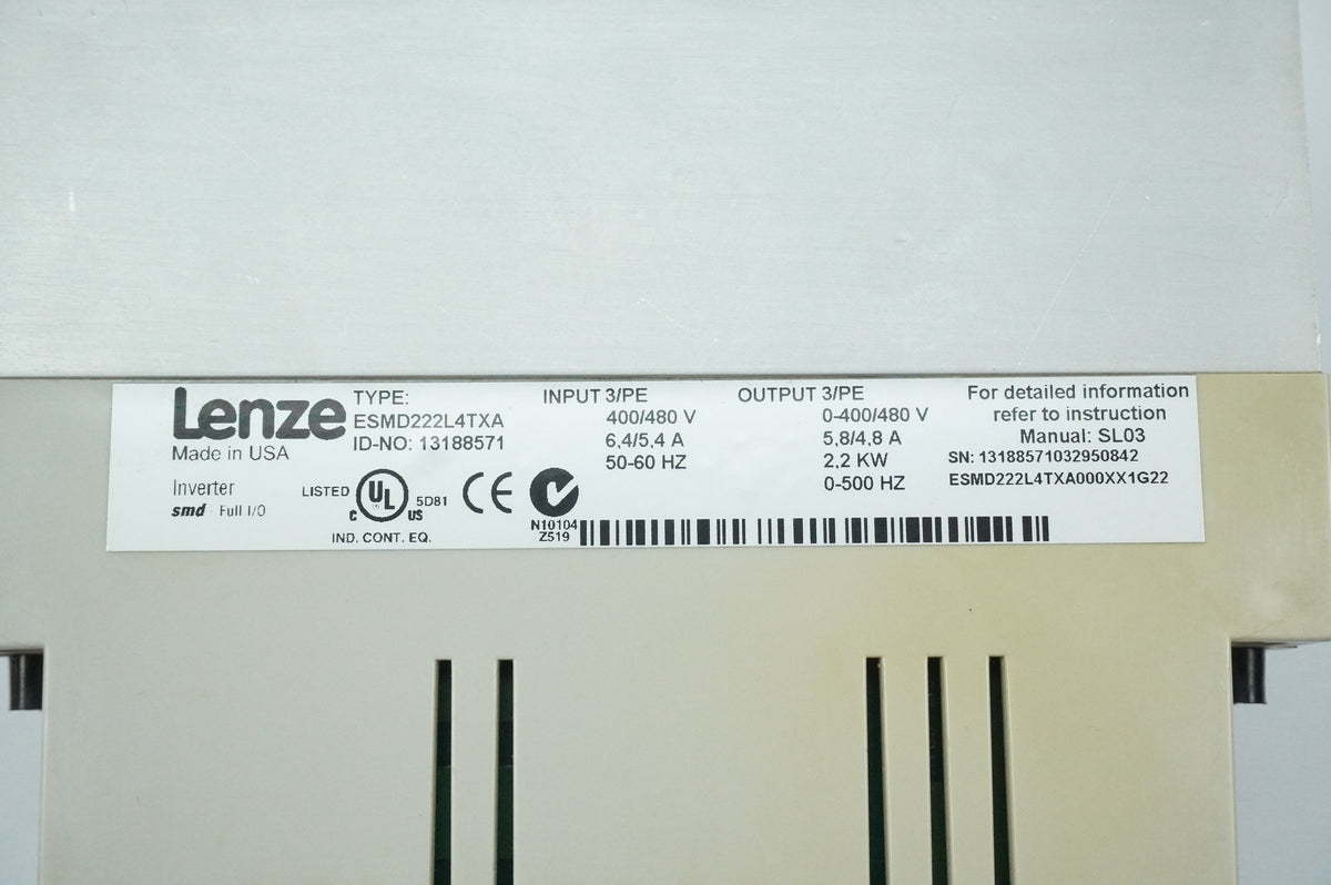 Lenze ESMD222L4TXA SMD Inverter Full I/O ESMD222L4TXA