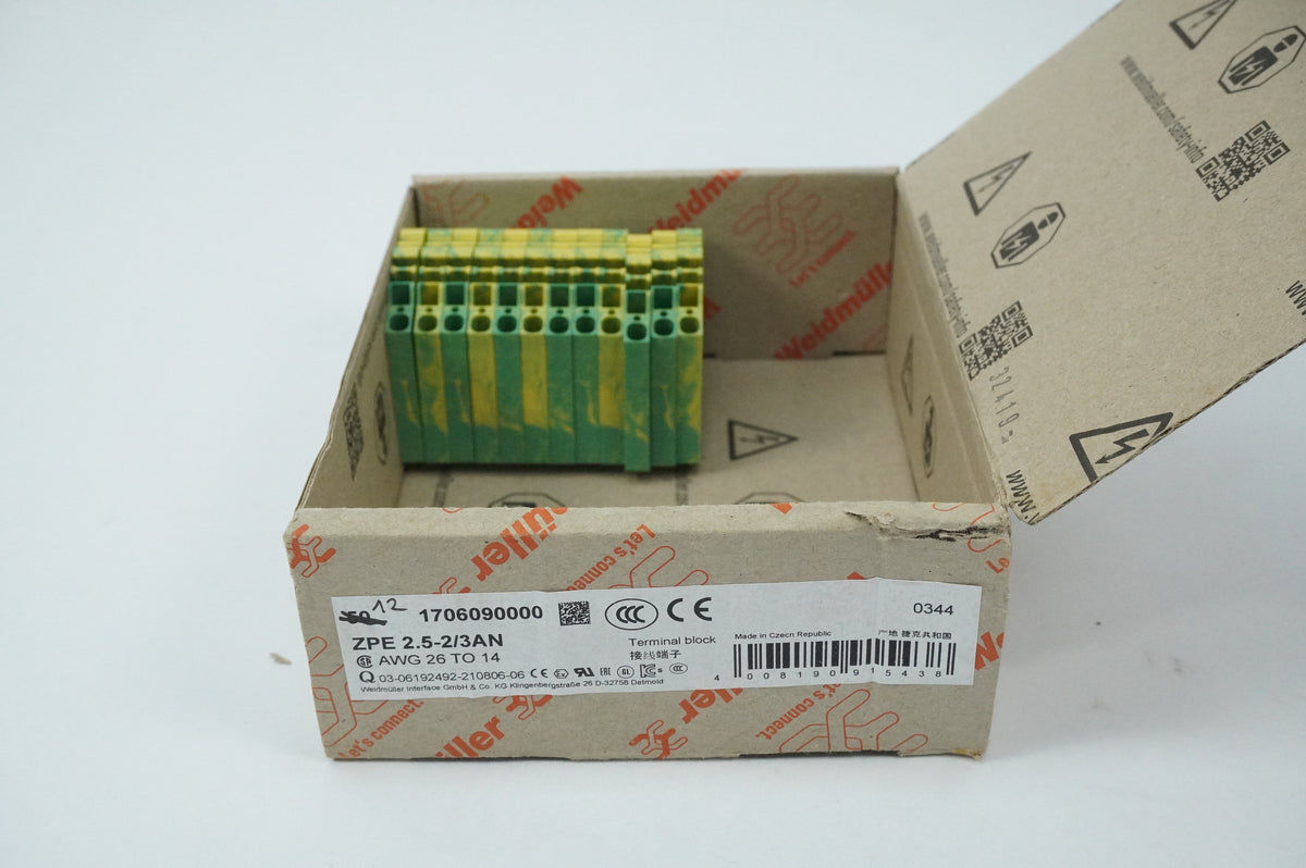 Weidmüller 1706090000 ZPE 2.5-2/3AN Terminal Block Batch 12pcs.