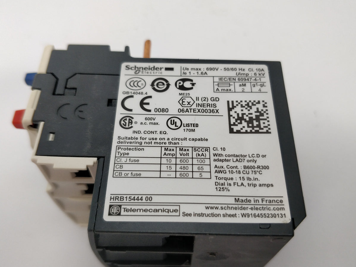 Schneider Electric LRD06 TeSys-034676, 1-1.6A Relay