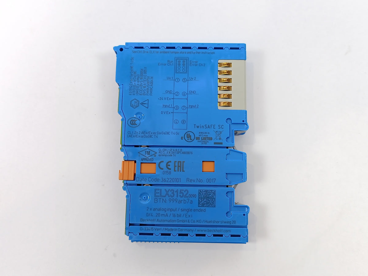Beckhoff ELX3152-0090 EtherCAT Terminal, 2-channel analog input, TwinSAFE SC