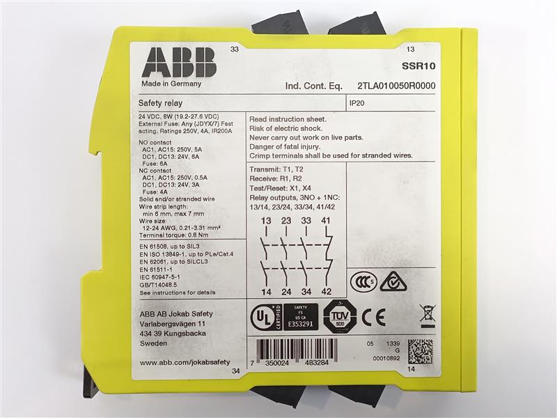 ABB 2TLA010050R0000 Sentry SSR10 Safety Relay