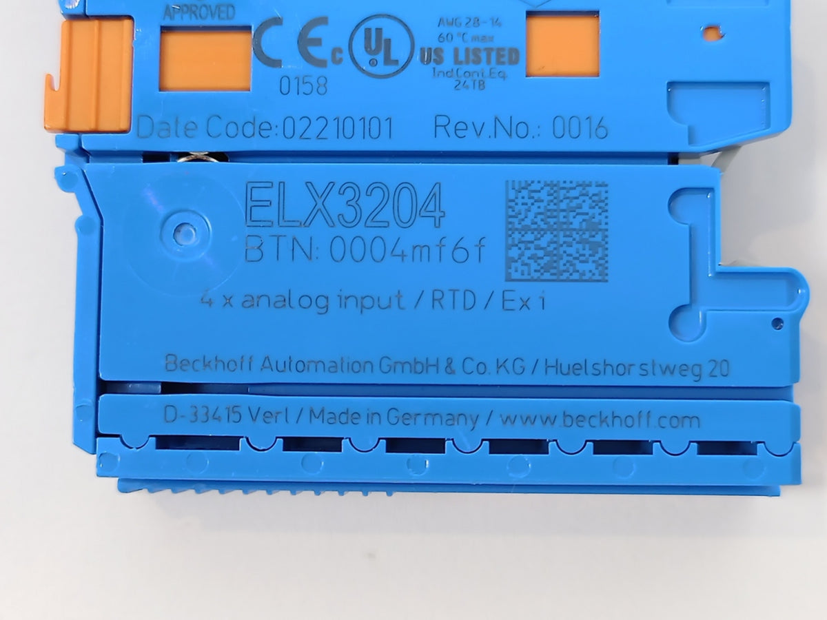 Beckhoff ELX3204 EtherCAT Terminal, 4-channel Analog Input