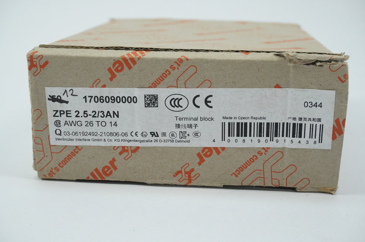 Weidmüller 1706090000 ZPE 2.5-2/3AN Terminal Block Batch 12pcs.