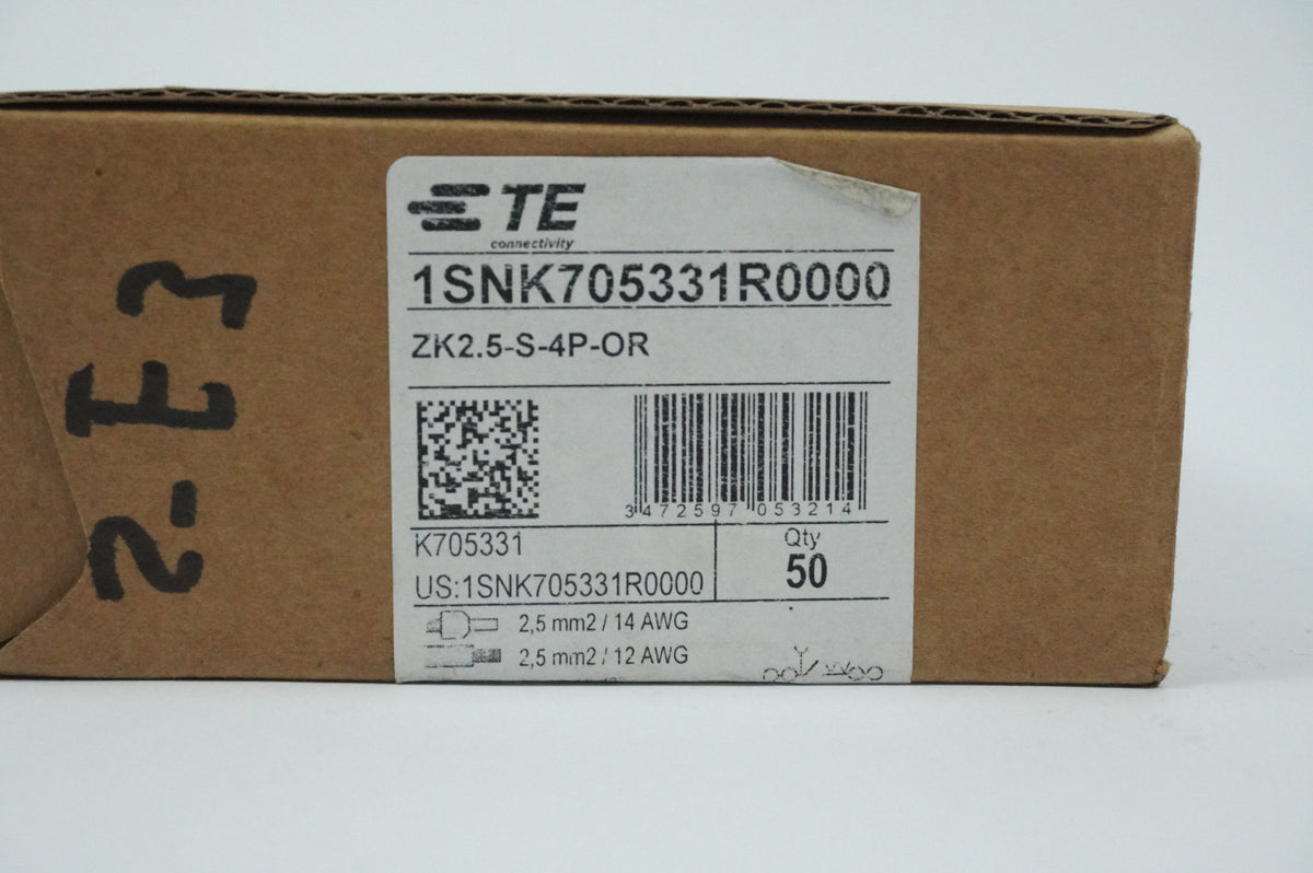 TE Connectivity 1SNK705331R0000 ZK2.5-S-4P-OR Terminal Block Batch 50 pcs.