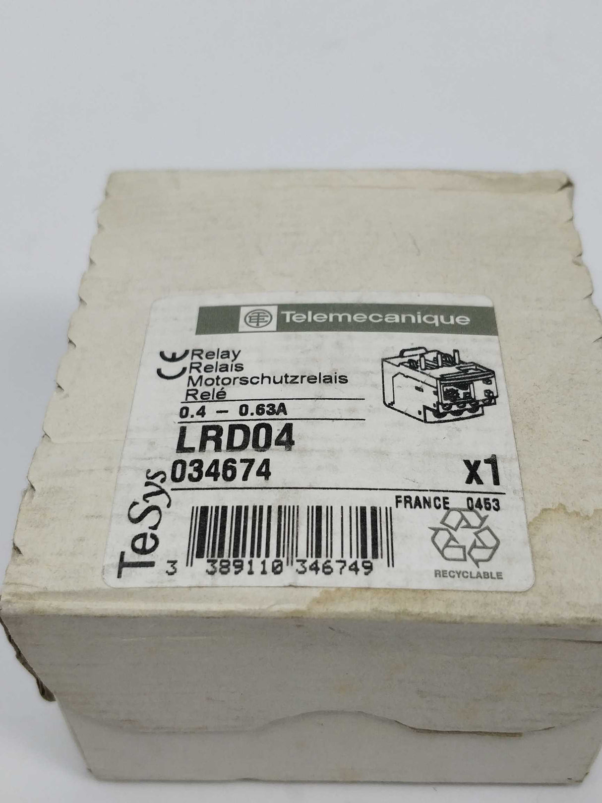 TELEMECANIQUE LRD04 TeSys 034674 Relay 0.4-0.63A