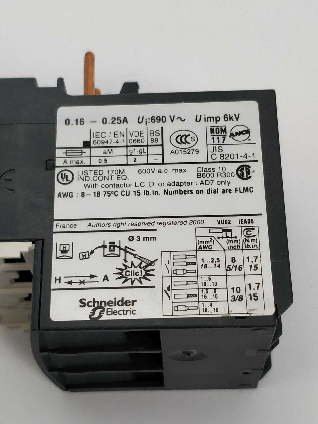 TELEMECANIQUE LRD 02 Overload relay 0.16-0.25A