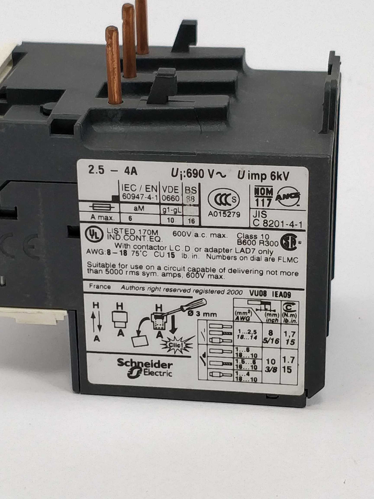 TELEMECANIQUE LRD 08 Overload relay 2.5-4A