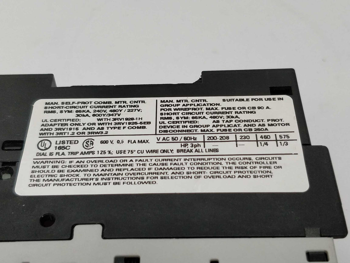 Siemens 3RV1021-1FA10 Sirius Circuit breaker E05