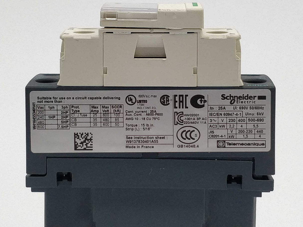 Schneider LC1D09 Contactor with P7 230V coil