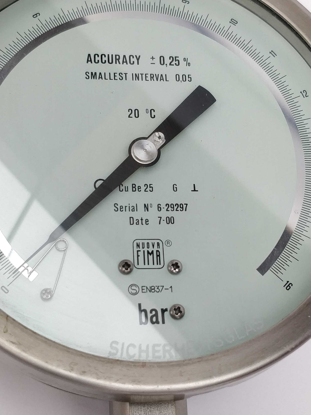 Nuova Fima Pressure Gauge 0-16Bar