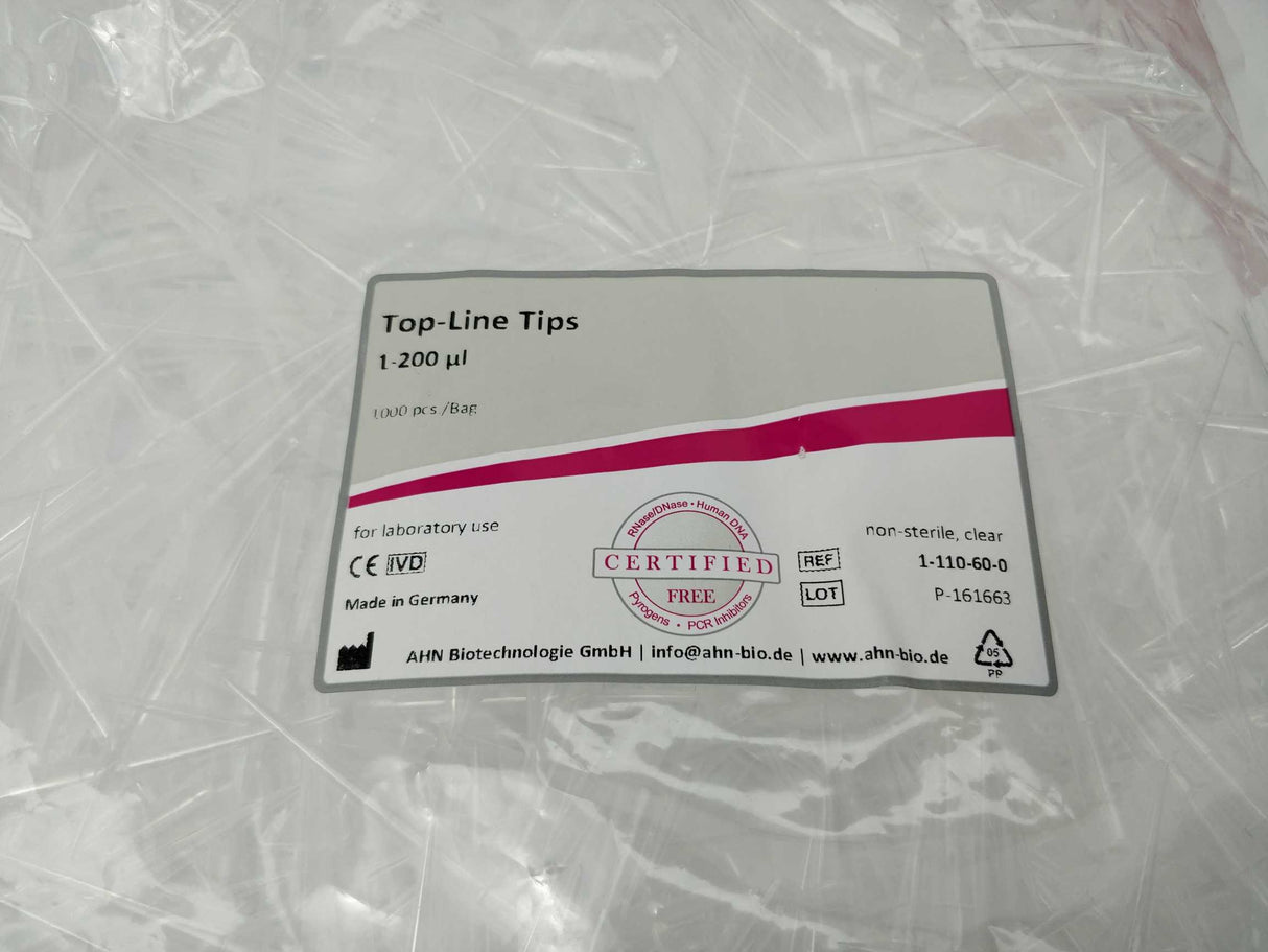 AHN Biotechnologie 1-110-60-0 Top-Line Tips 1-200ul, 2 bags, 2000 pcs/box