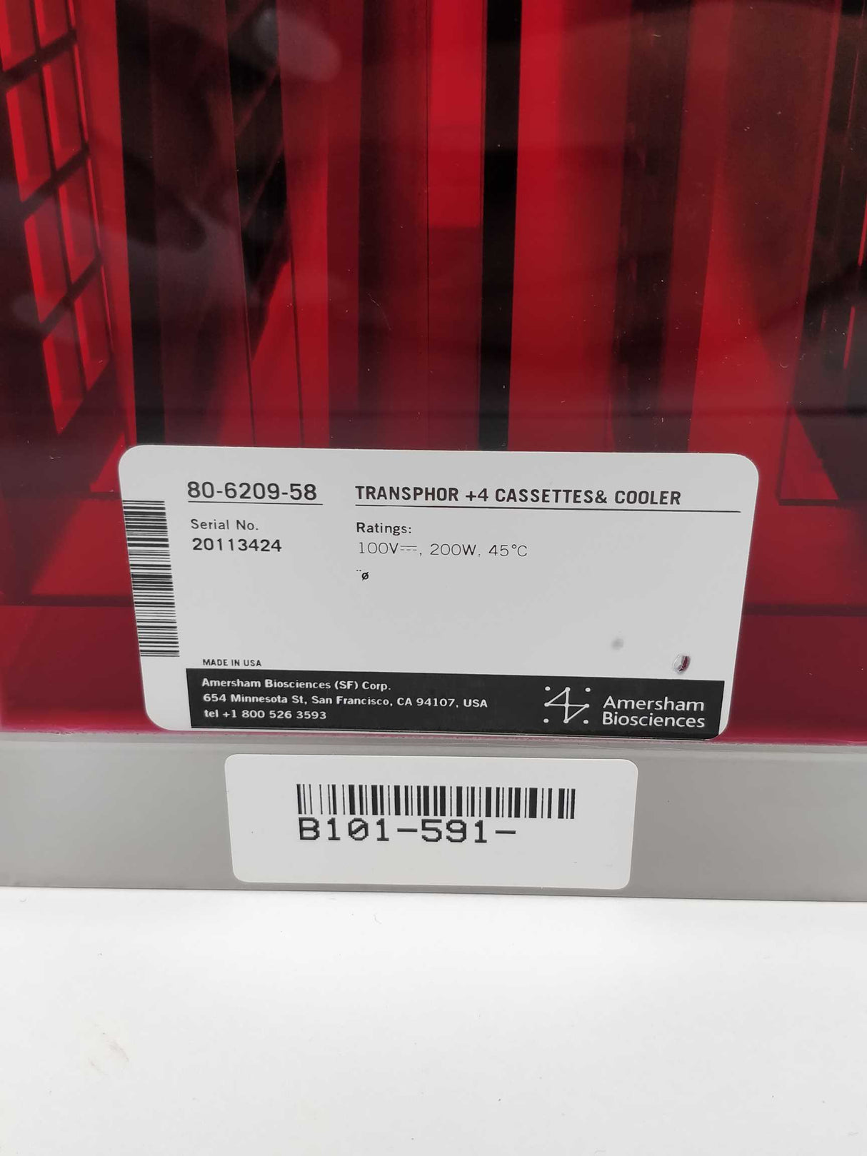 Amersham 80-6209-58 Transphor + 4 cassettes & cooler