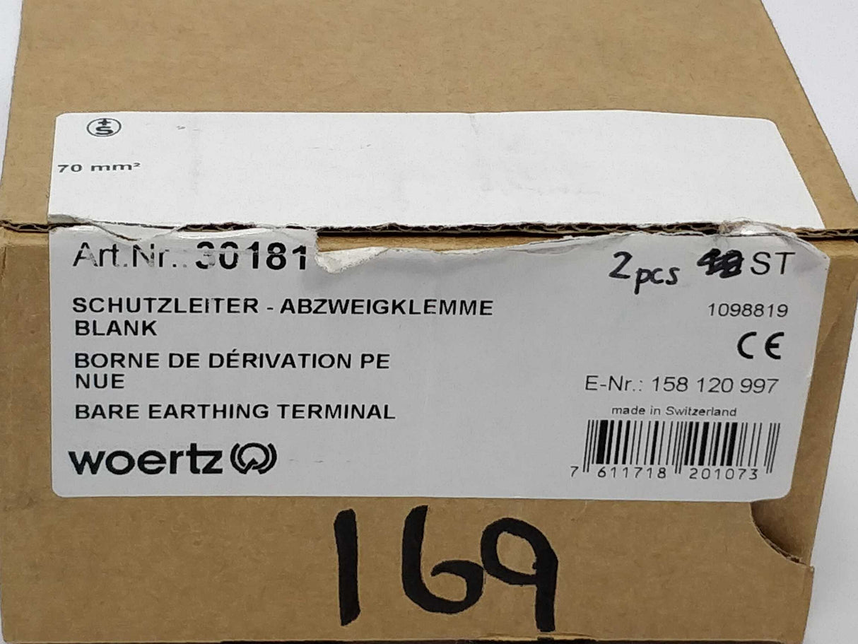 Woertz 30181 Bare earthing terminal 70mm² 2pcs