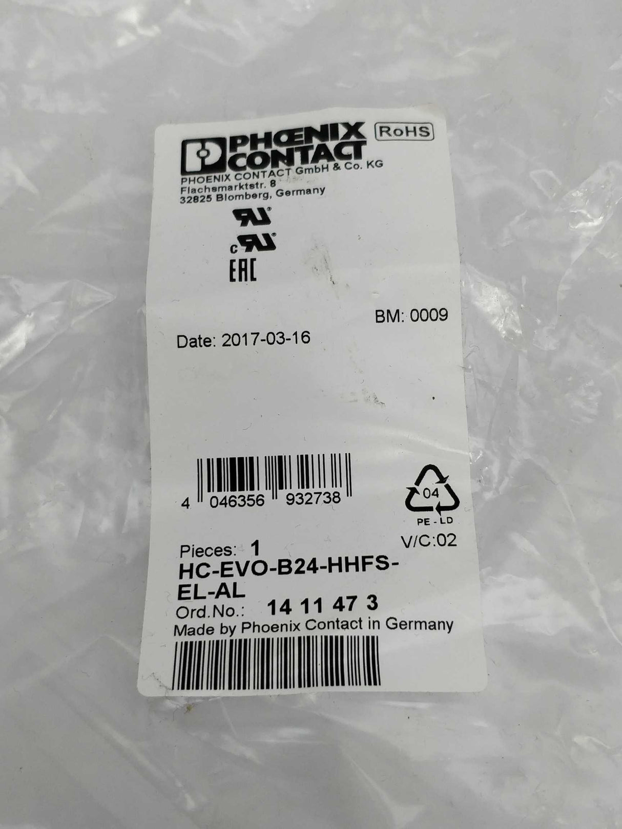 Phoenix Contact HC-EVO-B24-HHFS-EL-AL Sleeve housing