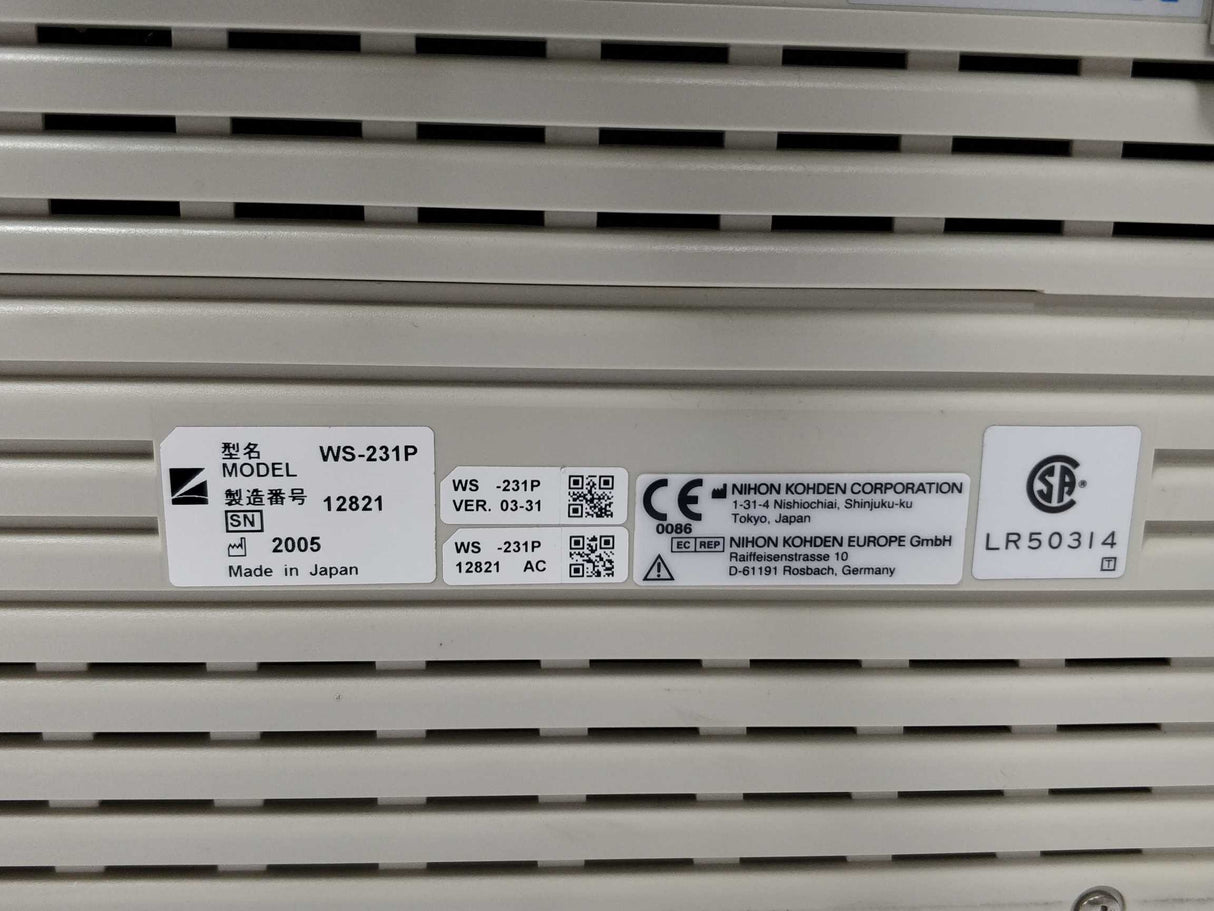 Nihon Kohden BSM-2401 WS-231P Patient Monitor (110V input)
