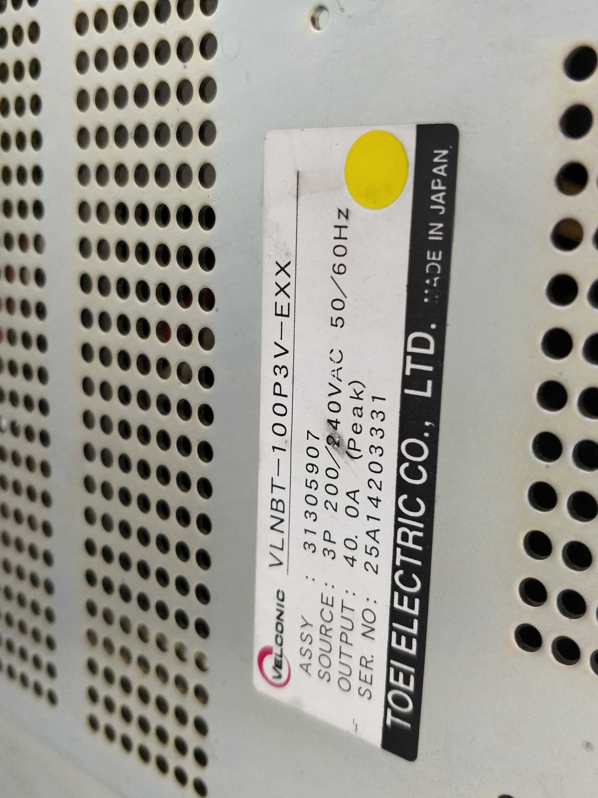 Toei Electric VLNBT-100P3V-EXX Velconic Servo Drive