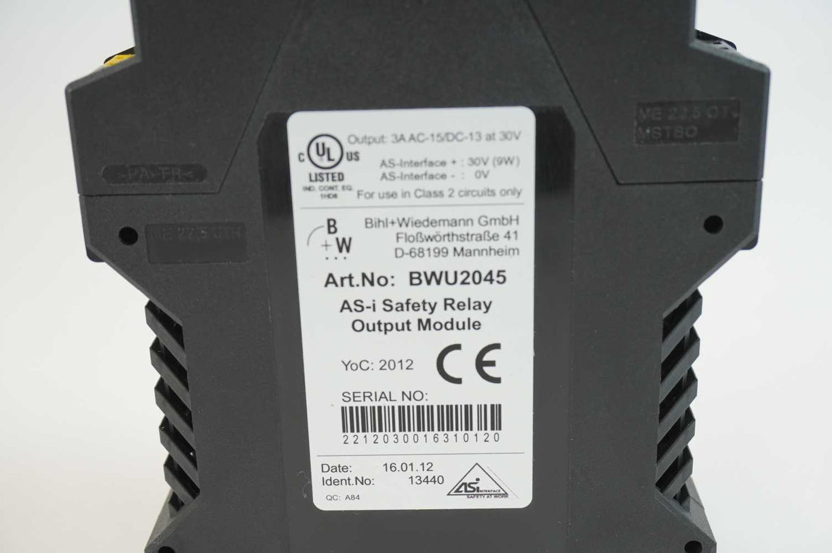 Bihl+Wiedemann BWU2045 ASi Safety relay output module 13440