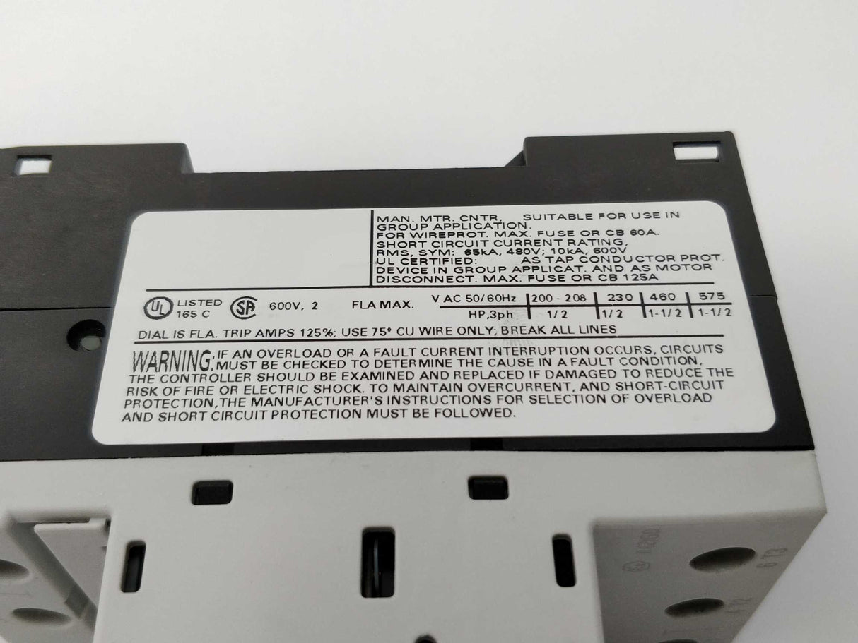 Siemens 3RV1011-1BA10 motor protection,