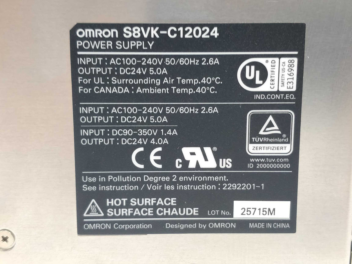 OMRON S8VK-C12024 Power supply DC24V 5A/4A