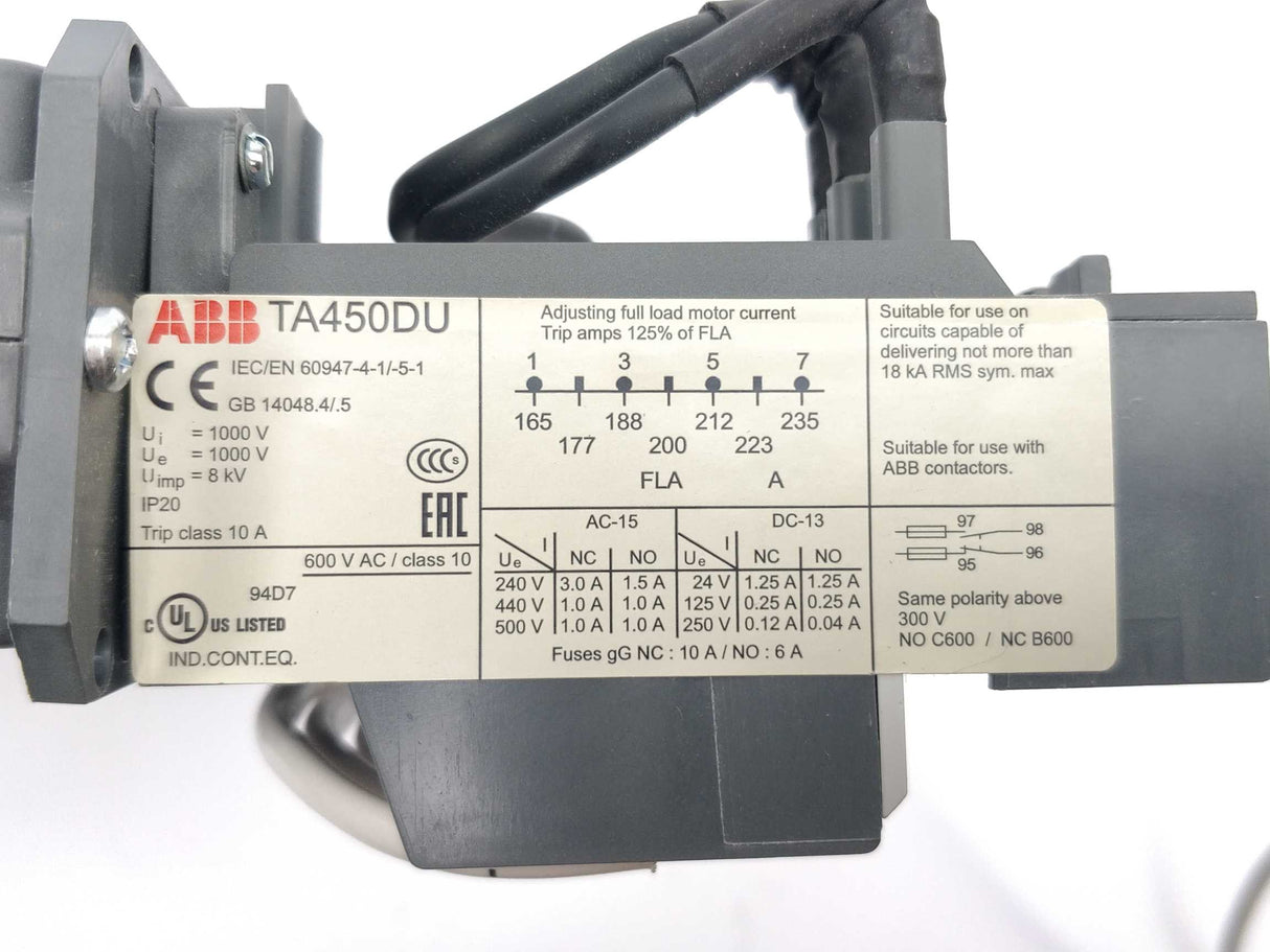 ABB 1SAZ511201R1002 TA450DU Thermal Overload Relay