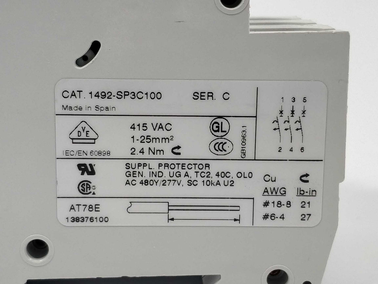 AB 1492-SP3C100 Circuit breaker Ser. C