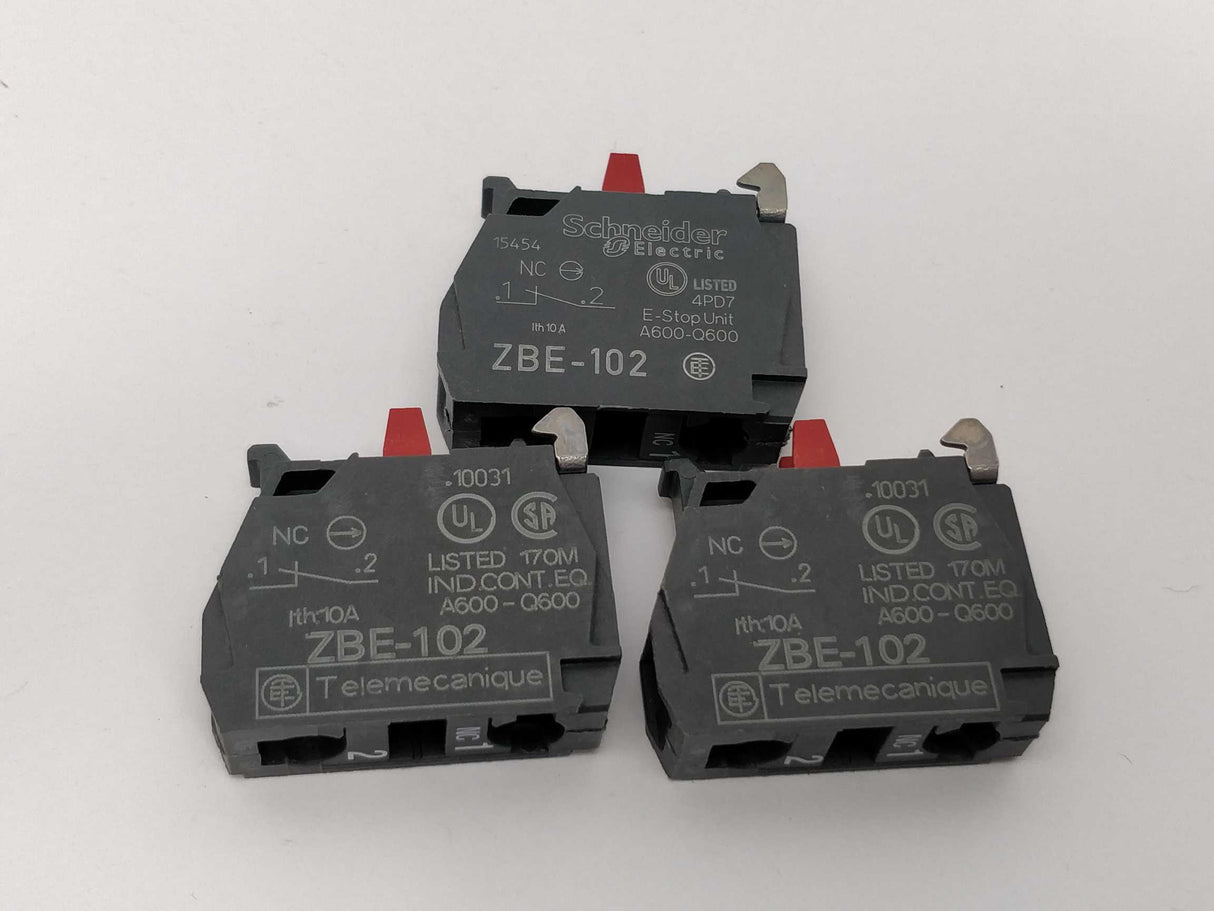 Schneider Electric ZBE-102 XB4 Contact element 1NC 3Pcs