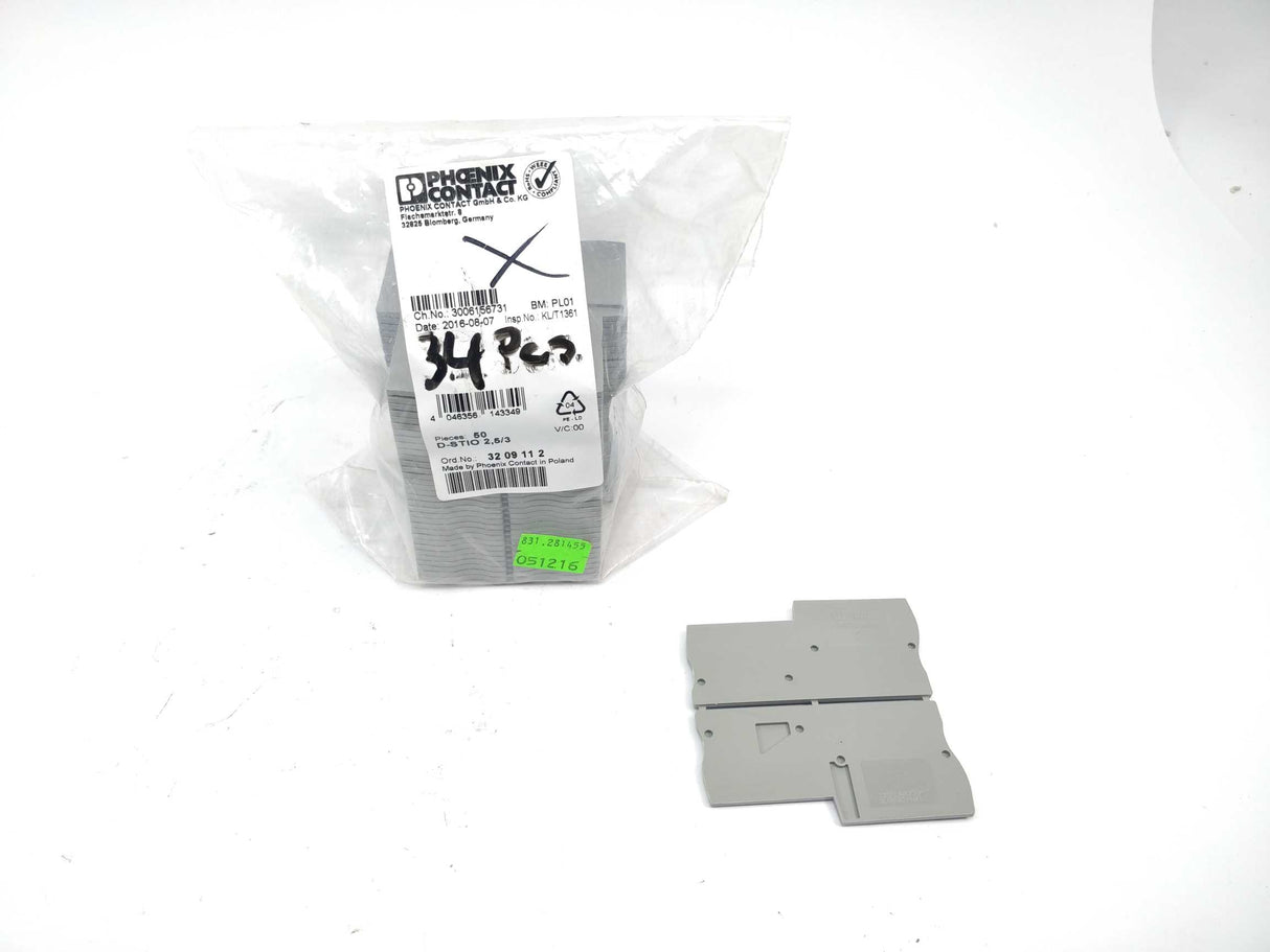 Phoenix Contact 3209112 End cap D-STIO 2,5/3 34 Pcs.