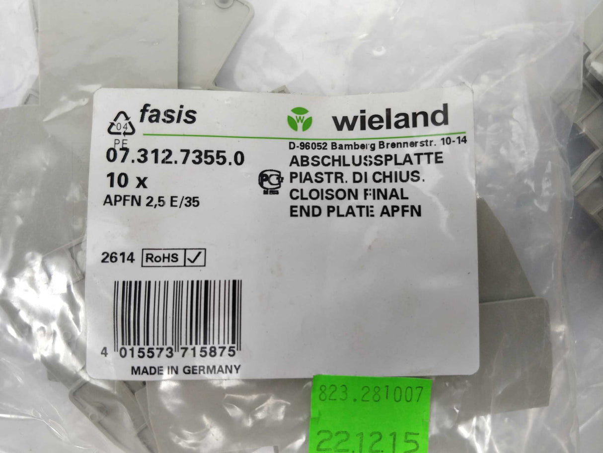 Wieland 07.312.7355.0 End plate APFN 2,5 E/35 20 Pcs.