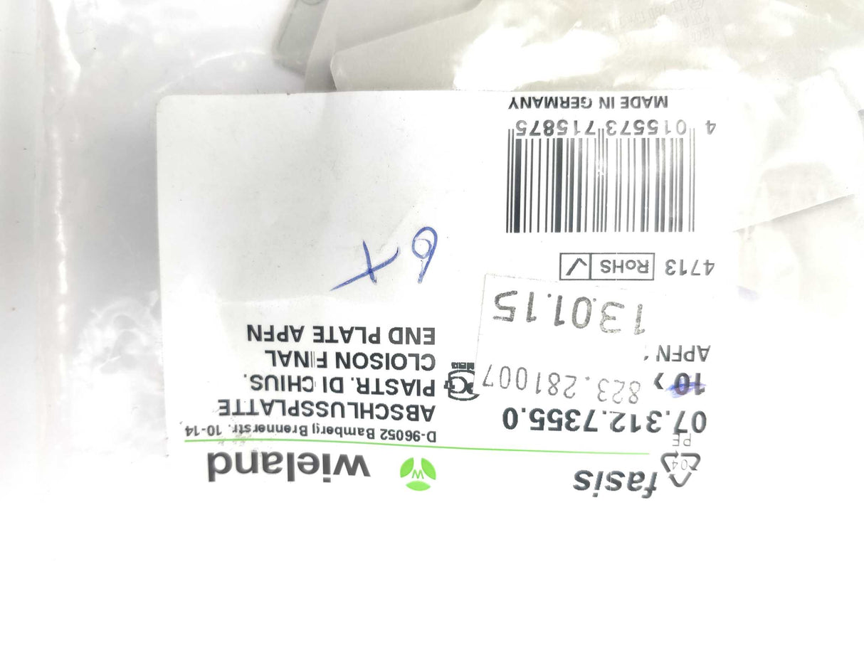 Wieland 07.312.7355.0 End plate APFN 2,5 E/35 6 Pcs.