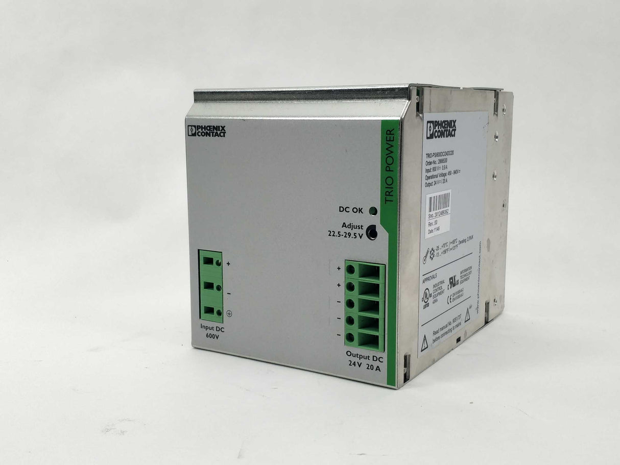 Phoenix Contact 2866530 Power supply unit - TRIO-PS/600DC/24DC/20 24VDC 20A