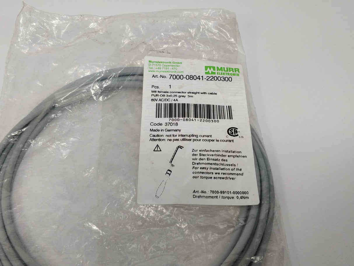 MURR Elektronik 7000-08041-2200300 M8 female conn. w/cable