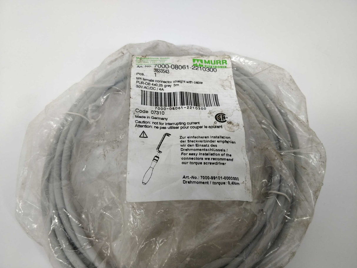 MURR Elektronik 7000-08061-2210300 M8 female conn.w/cable 3m