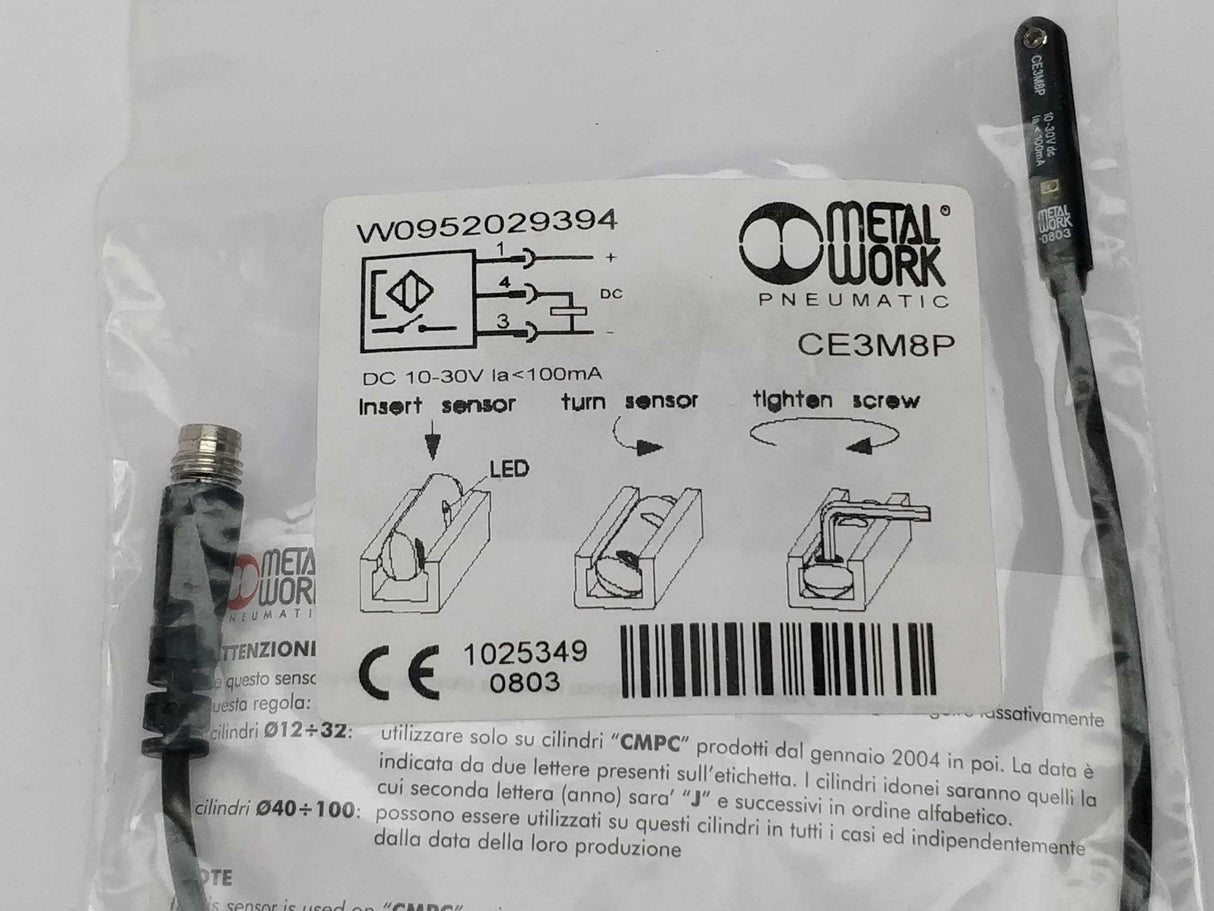 METAL WORK PNEUMATIC W0952029394 CE3M8P 1025349 DC 10-30V la<100mA