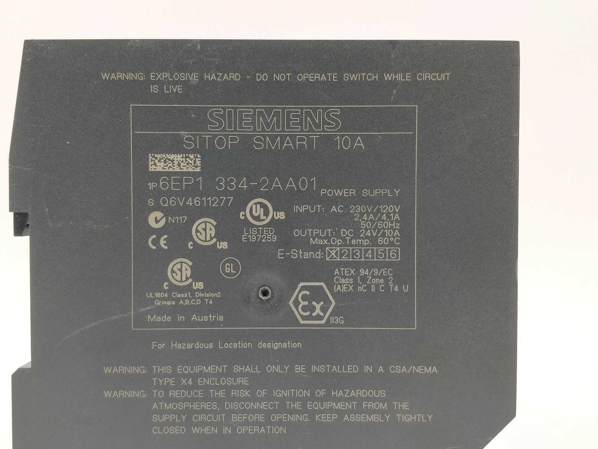 Siemens 6EP1 334-2AA01 Sitop smart 10A Power supply E:01