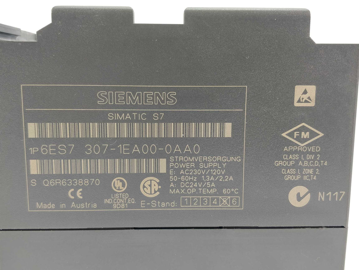 Siemens 6ES7307-1EA00-0AA0 Regulated power supply, E05