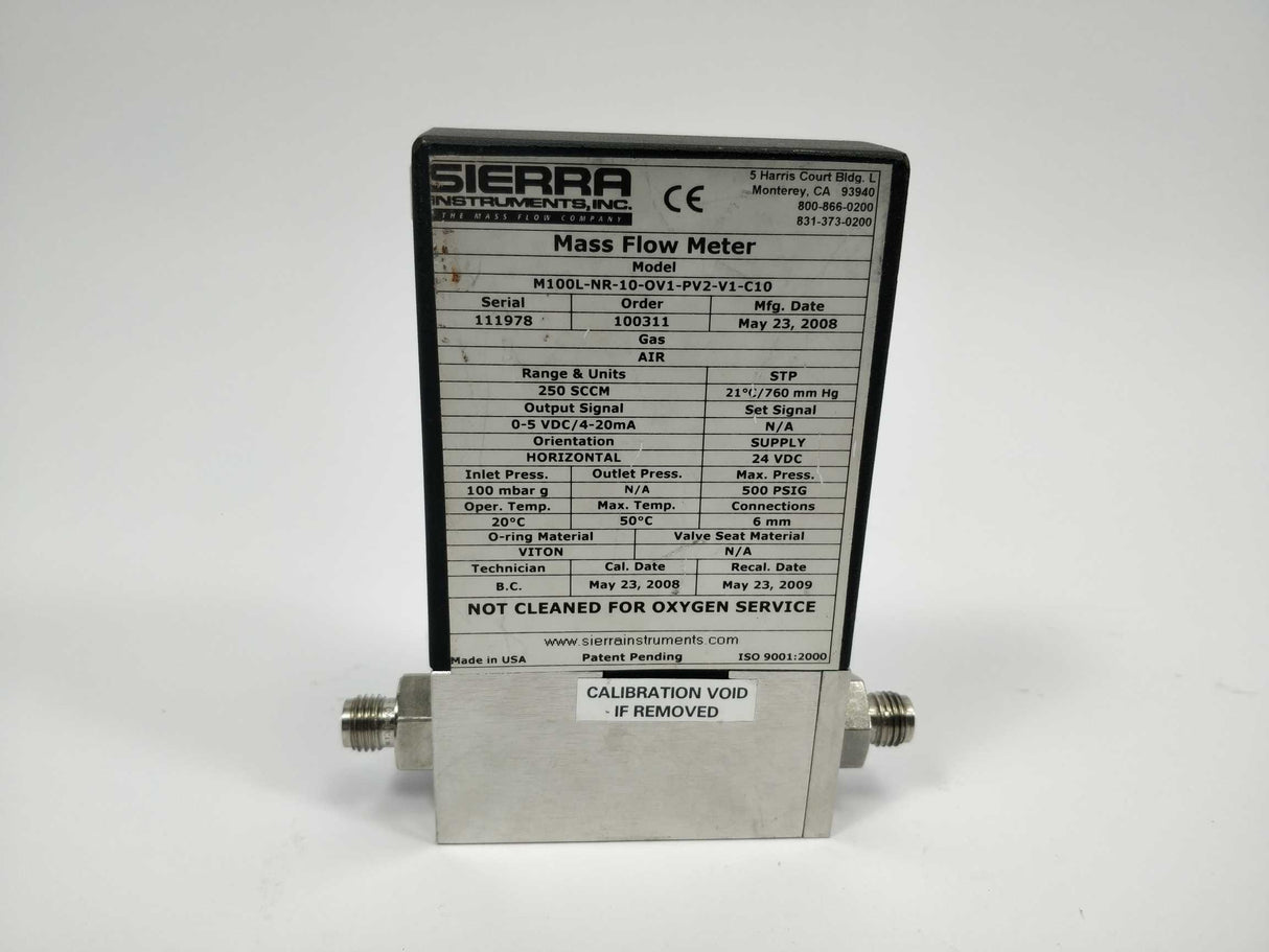 Sierra M100L-NR-10-OV1-PV2-V1-C10 Mass Flow Meter,Ser:111978