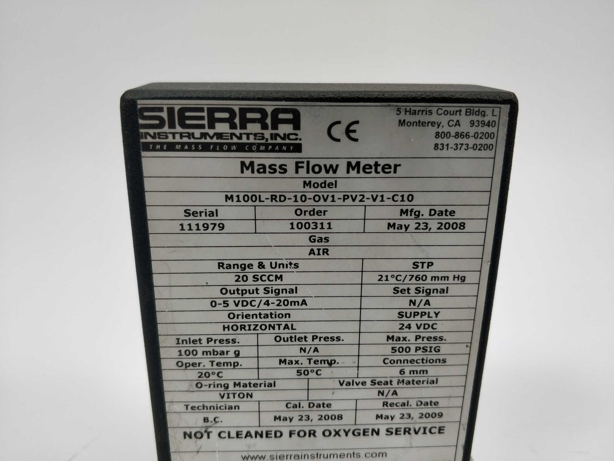 Sierra M100L-RD-10-OV1-PV2-V1-C10 Mass Flow Meter
