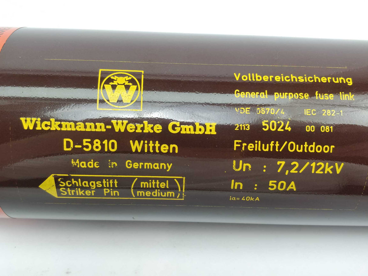 WICKMANN 2113502400081 Fuse In: 50A Un: 7,2/12kV