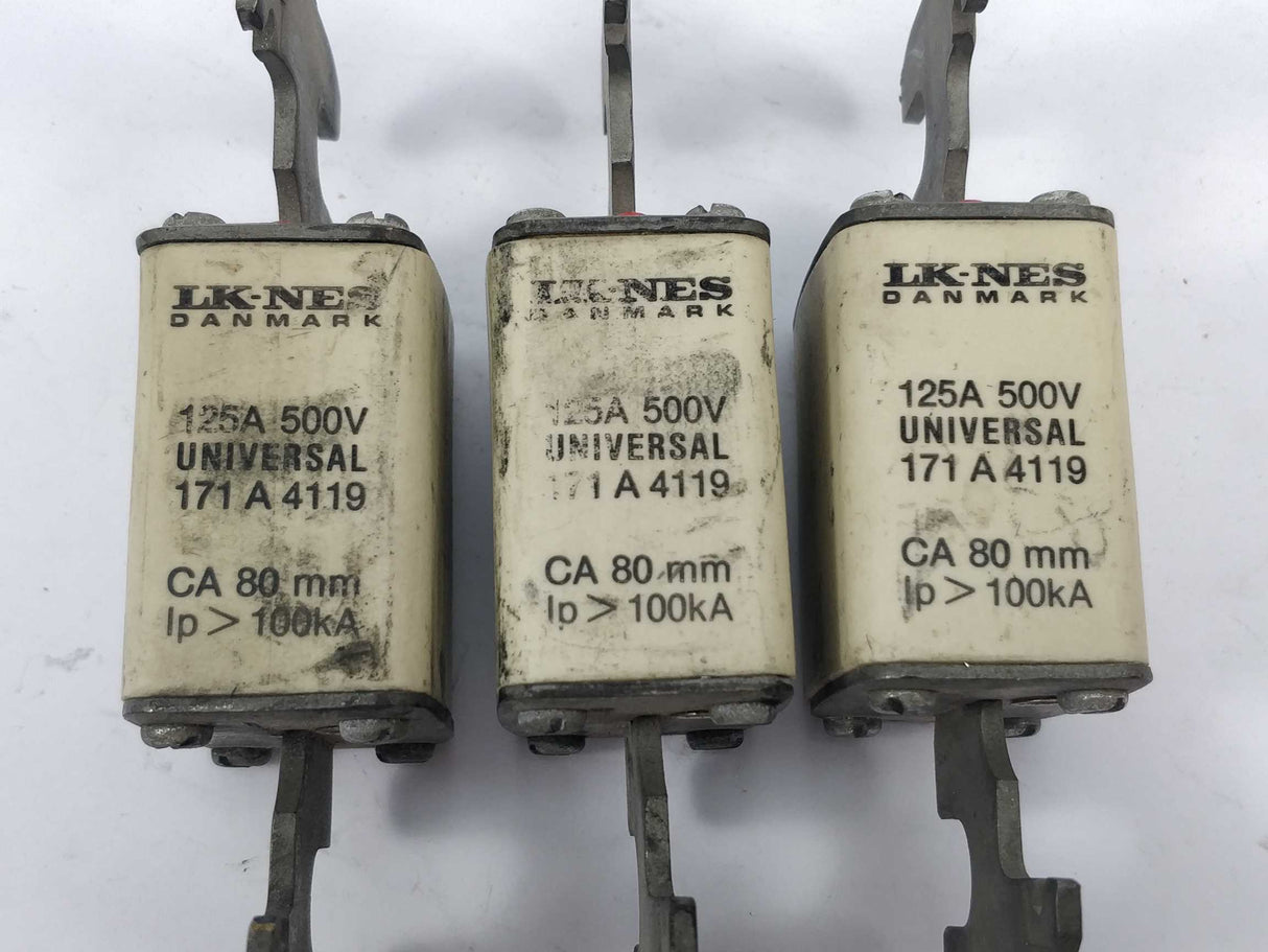 LK/Bussmann 171A4119 Fuse 125A 500V universal CA 80mm 100kA 3Pcs.