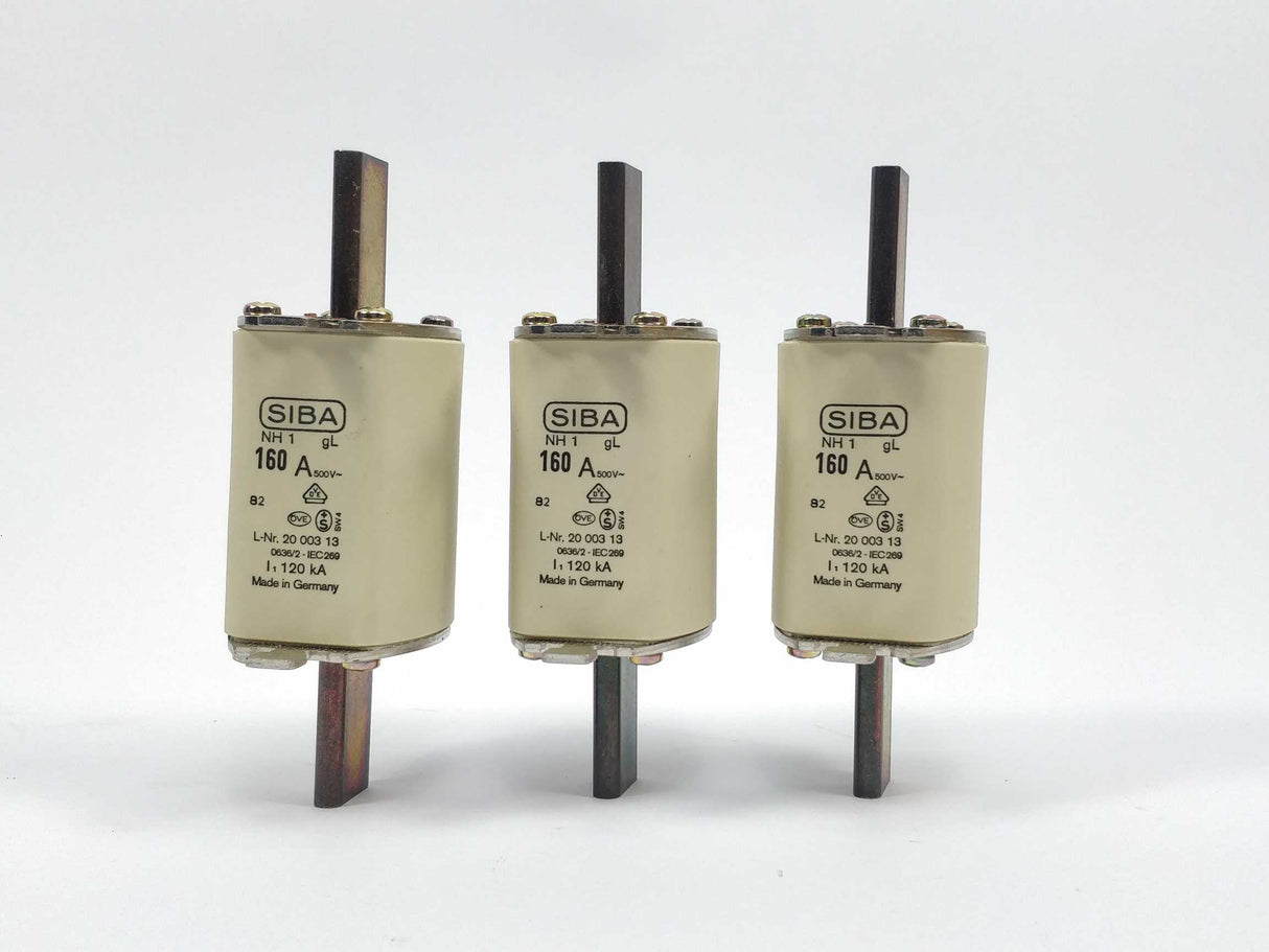SIBA 2000313/82 Fuse 160A 500V gL NH1 120kA 3Pcs.