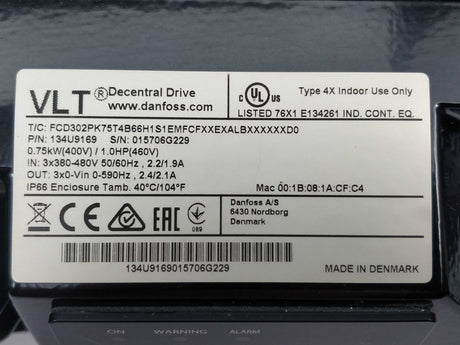 Danfoss 134U9169 FCD302PK75T4B66H1S1EMFCFXXEXALBXXXXXXD0