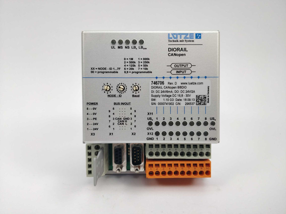 Luetze 746706 Diorail CANopen 8/8DIO Power supply