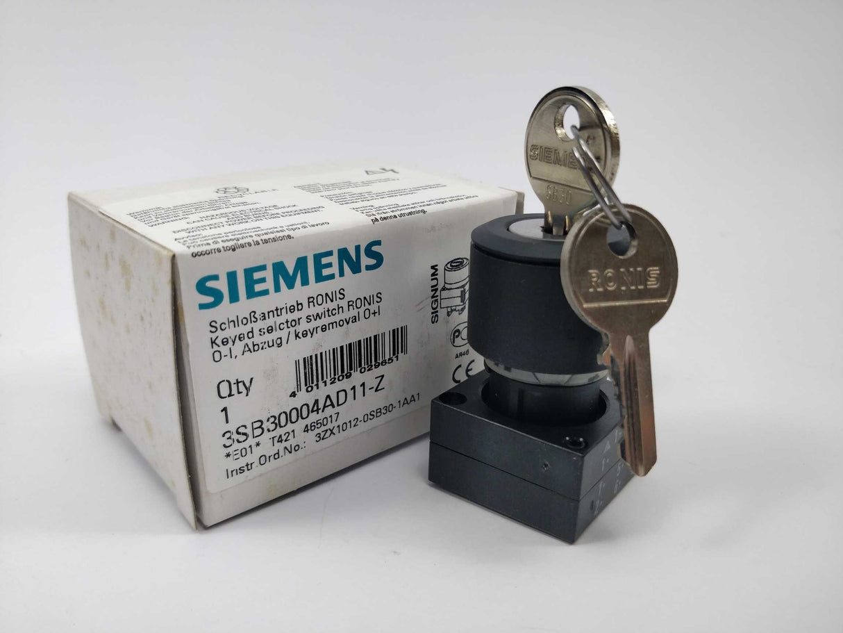 Siemens 3SB3000-4AD11 Ronis key-operated switch