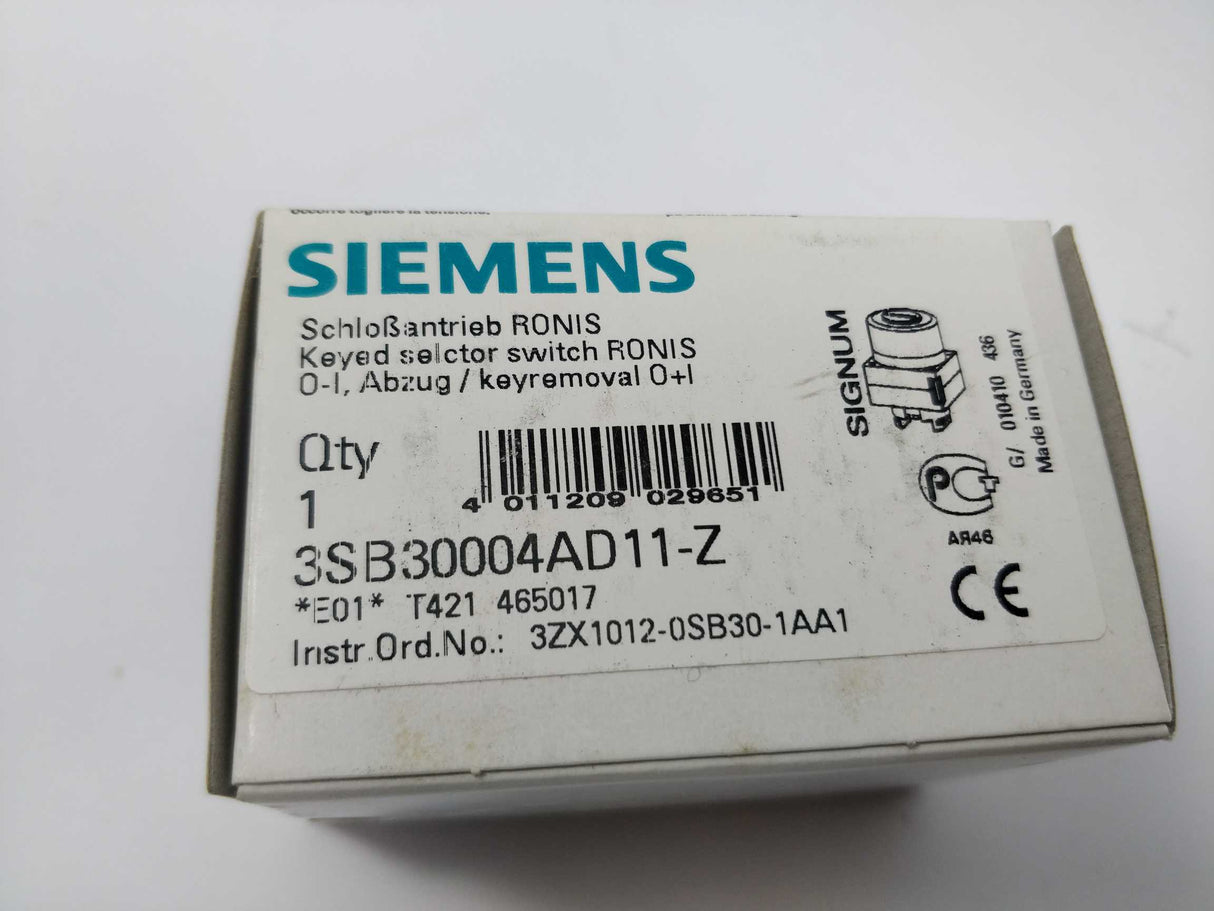 Siemens 3SB3000-4AD11 Ronis key-operated switch