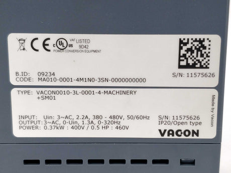 Vacon VACON0010-3L-0001-4 AC Drives