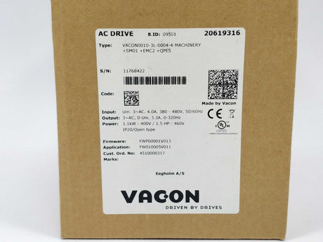 Vacon VACON0010-3L-0004-4 AC Drives