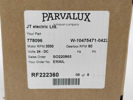 Parvalux 778096 W-10475471-04225 Motor