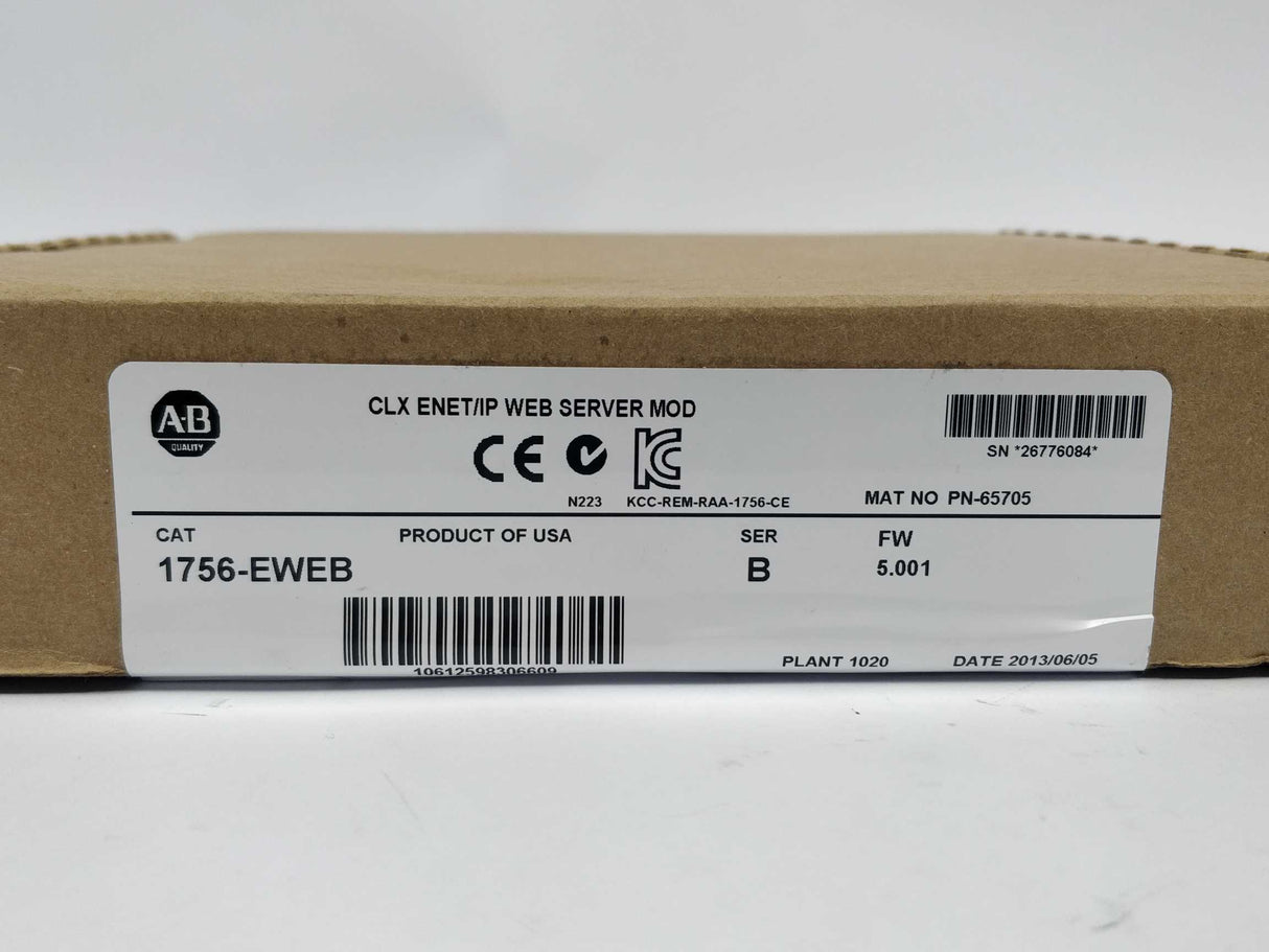 AB 1756-EWEB Ser B Controllogix Ethernet/IP Web Server Module Ser.B FW:5.001
